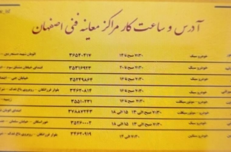 خدمت رسانی هفت مرکز معاینه فنی خودروهای سبک در شهر