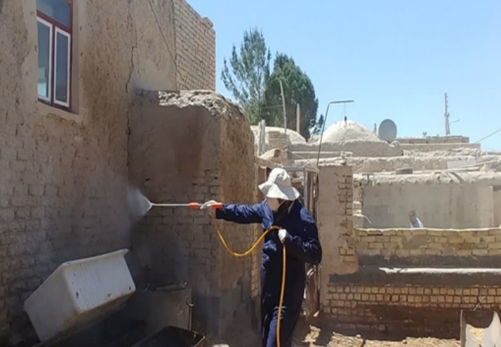 سم پاشی اماکن دامی به منظور پیشگیری ازبیماری مشترک تب کریمه کنگو در شهرستان ورزنه