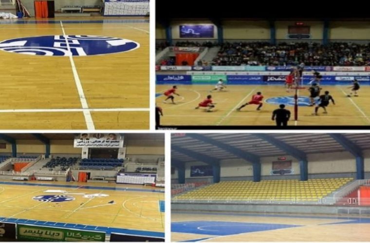 نصب سازه های تبلیغاتی و اصلاح استیکر لوگو‌ سالن ورزشگاه شهدای مخابرات