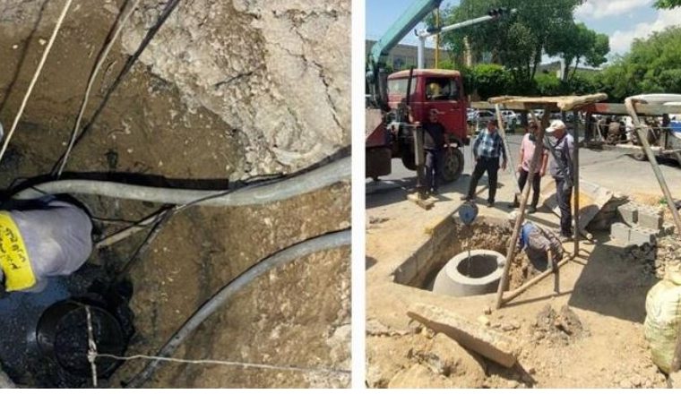 مهار حادثه حوضچه فاضلاب شاهین شهر