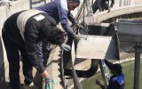 اجرای عملیات تعویض قیف حوض ته نشینی تصفیه خانه فاضلاب شهر بهارستان