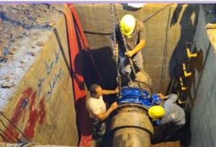 تعویض والو ۶۰۰ میلیمتر  پروانه ای در منطقه چهار اصفهان