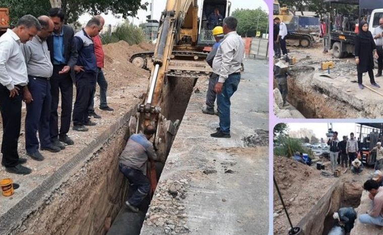 عملیات رینگ و اجرای خط انتقال آب خیابان جی در منطقه چهار اصفهان