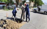 مهار حادثه خط اصلی شبکه توزیع آب در شهرستان دهاقان