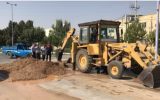 رفع حادثه شکستگی لوله انتقال آب خیابان آزادی شهر بهارستان