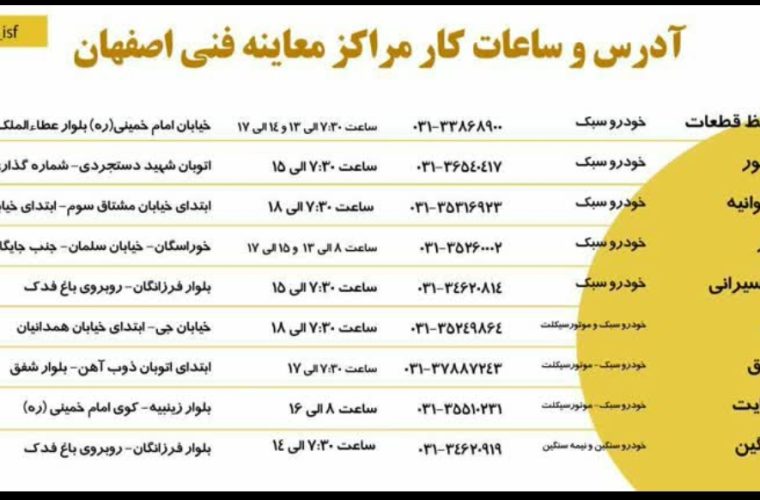 افزایش ساعات فعالیت مراکز معاینه فنی در شهر اصفهان